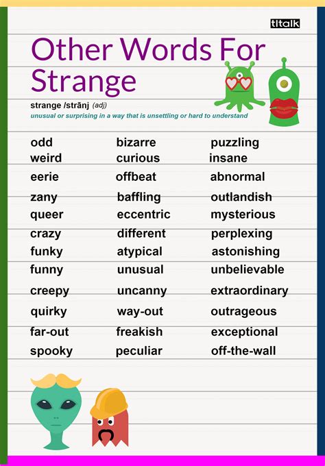 Synonym for quirky - terms for unusual - synonyms, antonyms and sentences with unusual. Lists. synonyms. 